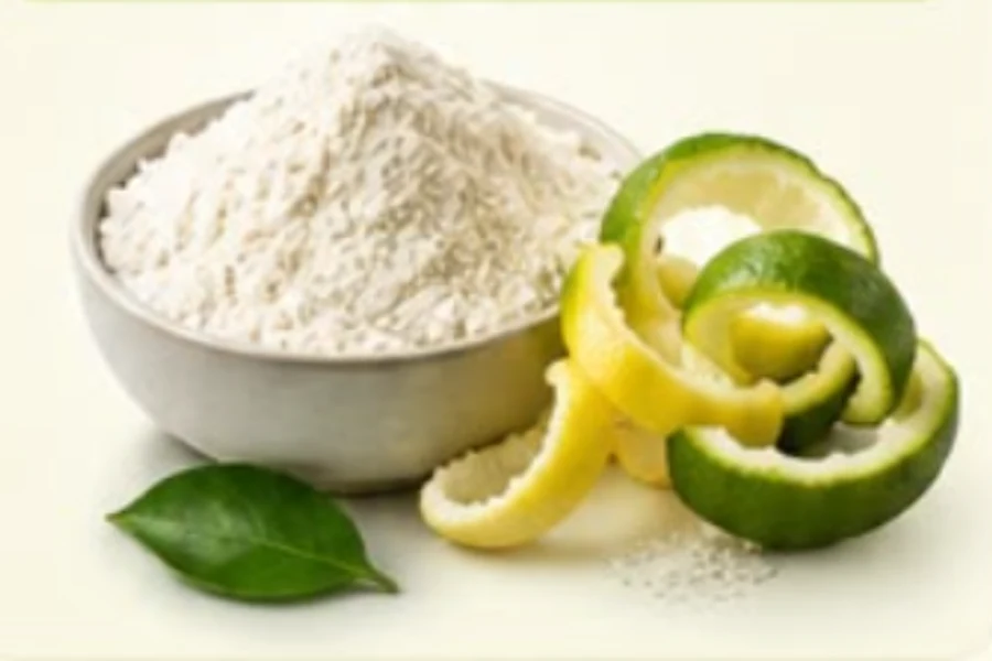 Citrus fibre powder with fresh citrus peel